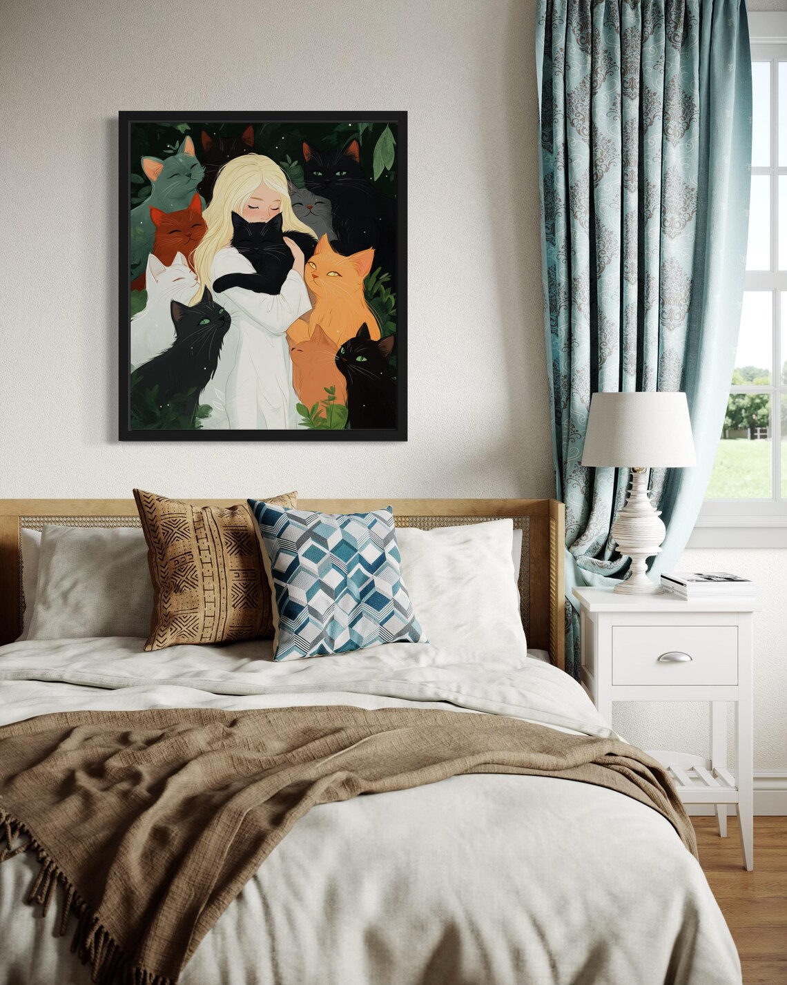 Cat Lovers Art Print, Original Paint Artwork - Image 3