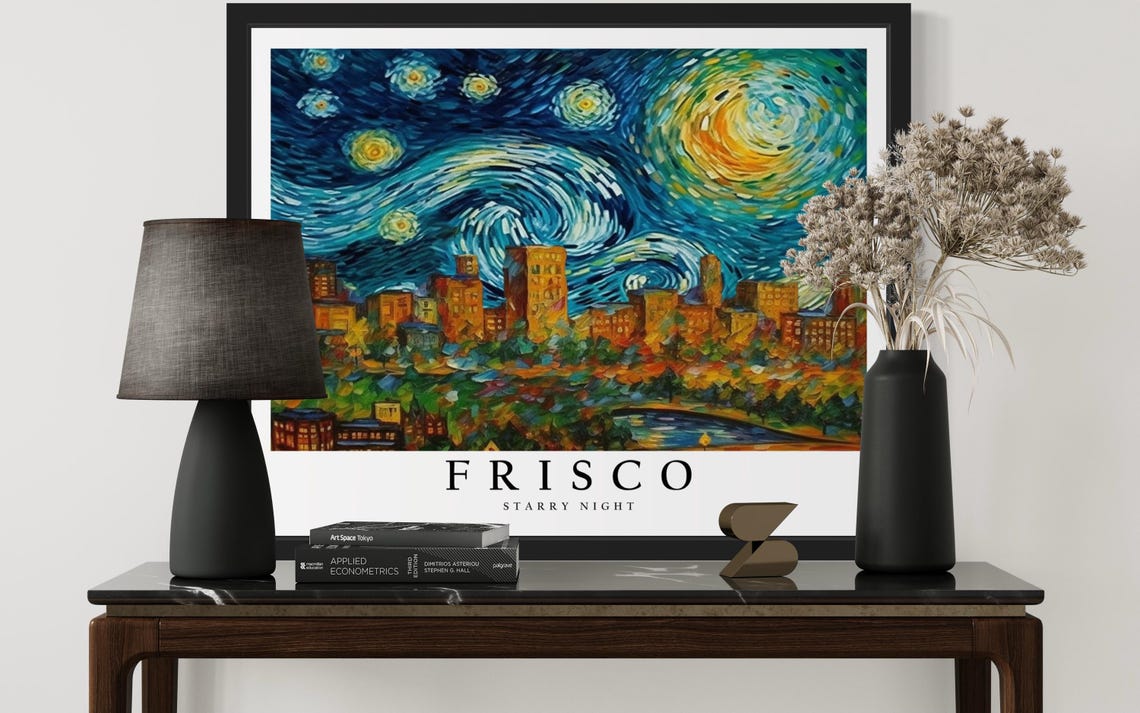 Frisco Texas Starry Night, Art Print - Image 3