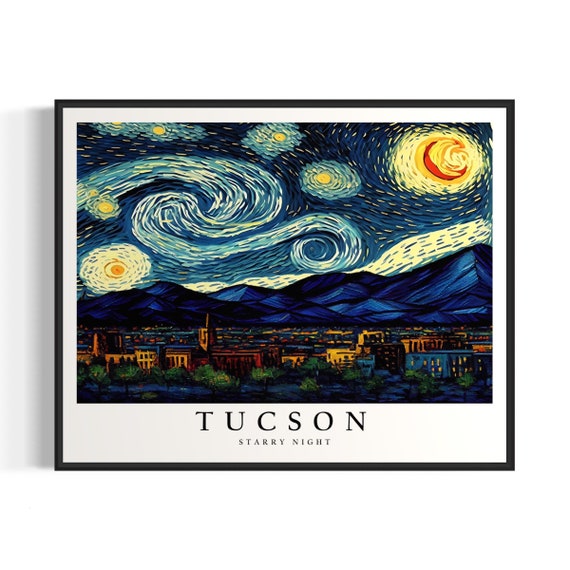 Tucson Starry Night Art Print Van Gogh Tucson Poster Wall Art Original Tucson Painting Decor