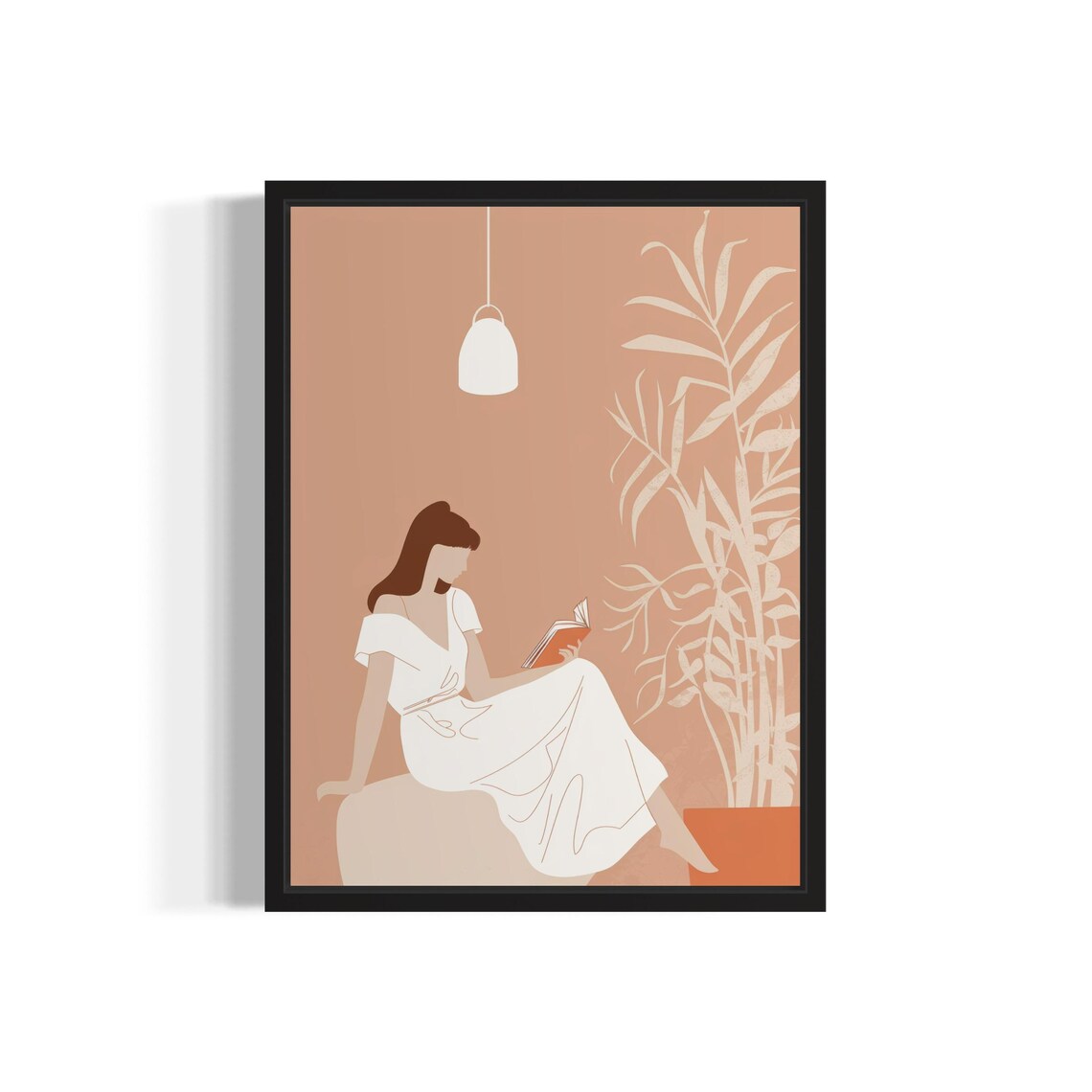 Female Reading Boho Art Print, Original Paint Artwork