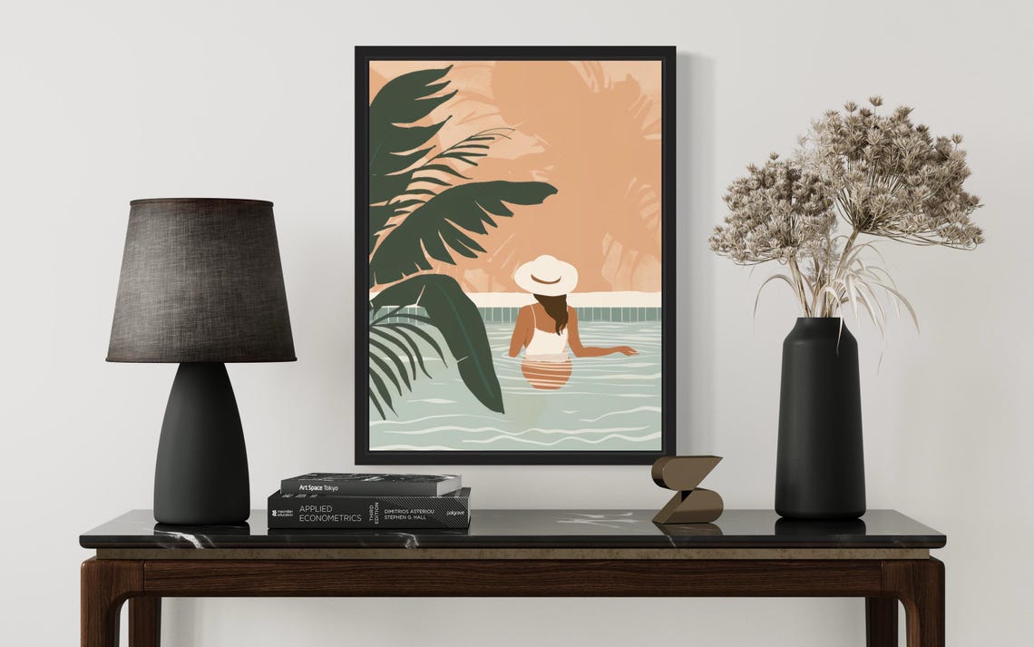 Female By Pool, Boho Art Print - Image 3
