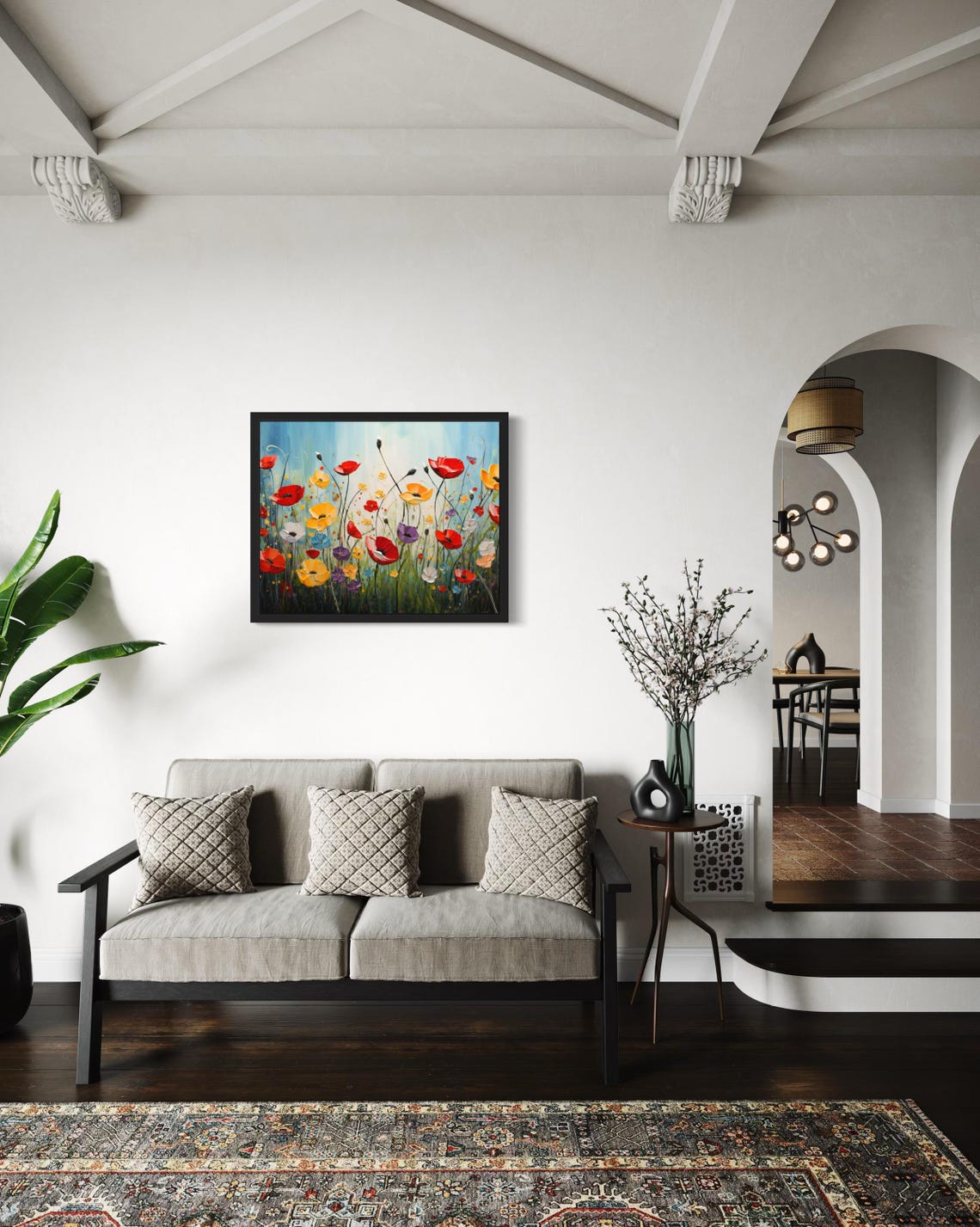 Colorful Wildflower Meadow Impasto Landscape Painting Decor Poster - Image 2