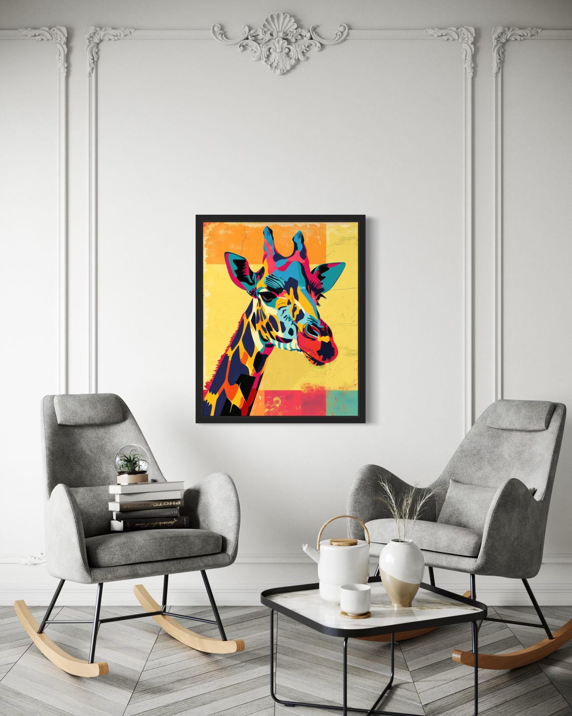 Pop Art Giraffe Portrait in Vibrant Colors Modern Wall Poster - Image 3