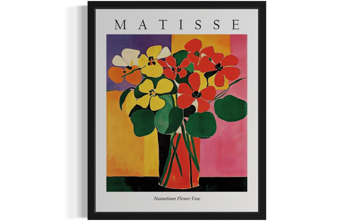 Nasturtium Flower Vase Multicolor Panels Matisse Style Poster