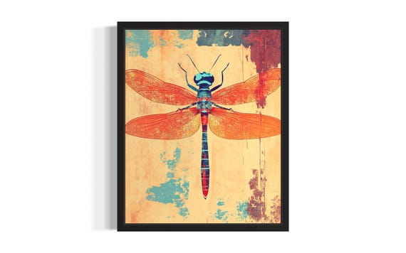 Dragonfly Pop Art Poster Print Living Room Wall Original Paint Artwork Decor