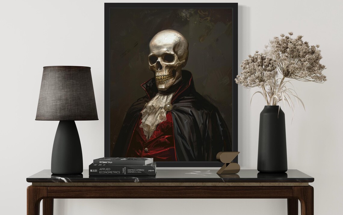 Skull Vampire Gothic Aristocrat Portrait Oil Painting Poster - Image 2