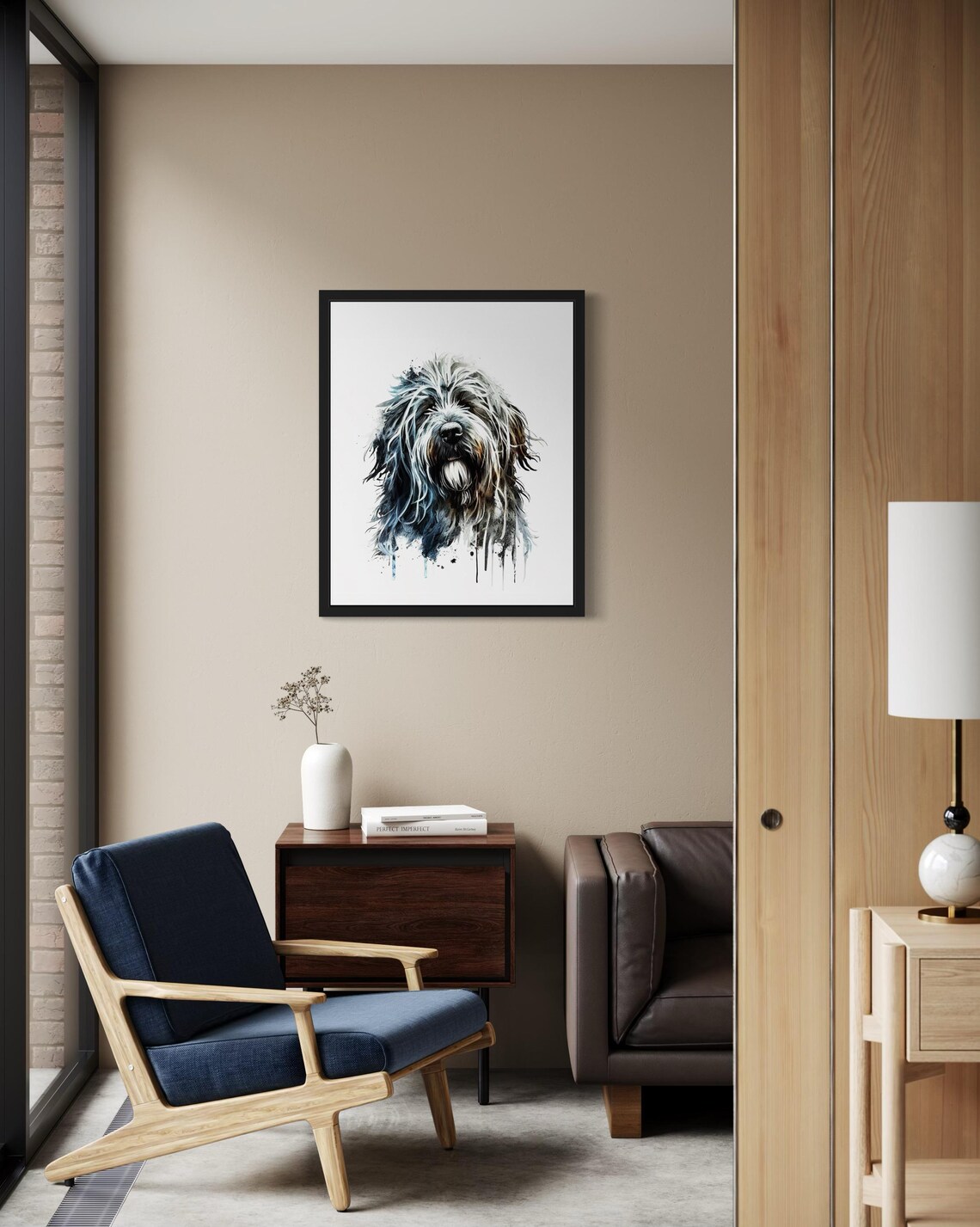 Bergamasco Sheepdog Unique Matted Coat Watercolor Portrait Dog Poster - Image 3