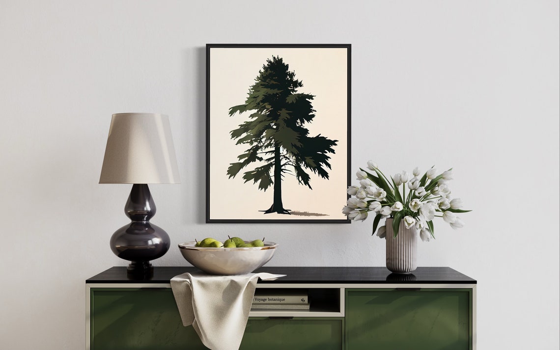 Coast Redwood Tree Minimalist Botanical Silhouette Art Poster - Image 2