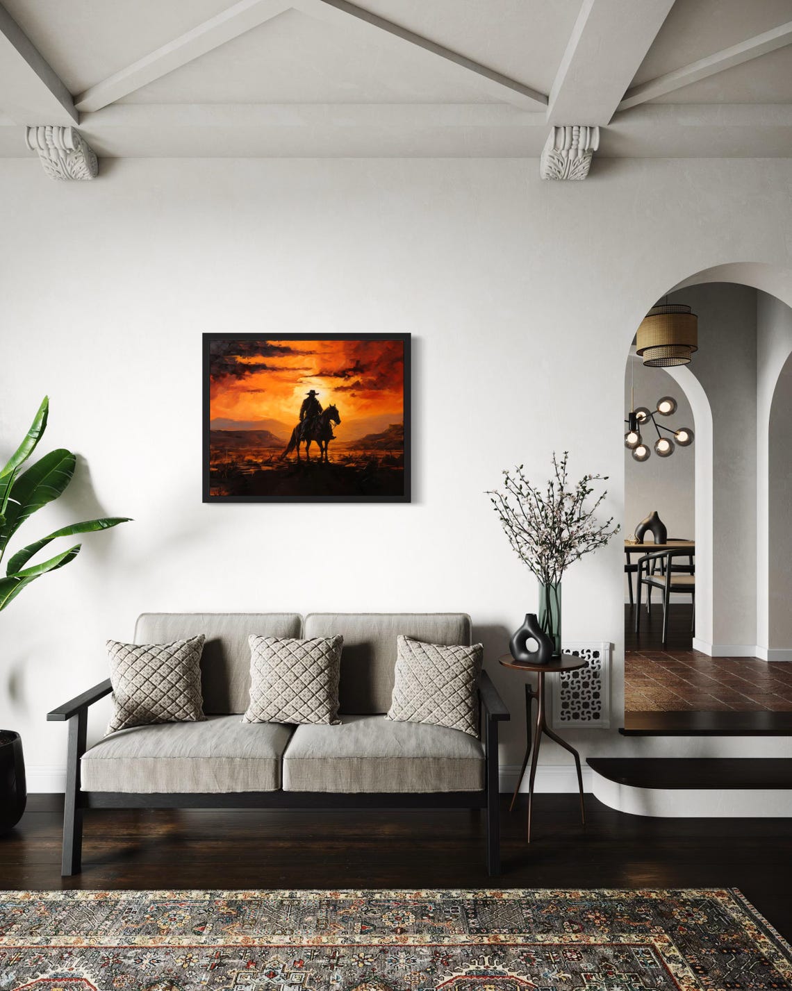 Cowboy Sunset Abstract Art Print - Image 2