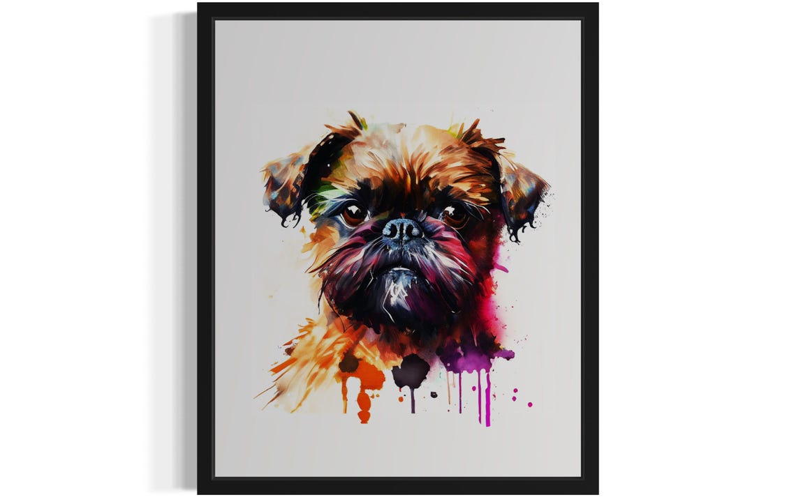 Brussels Griffon Bearded Watercolor Splash Portrait Dog Poster