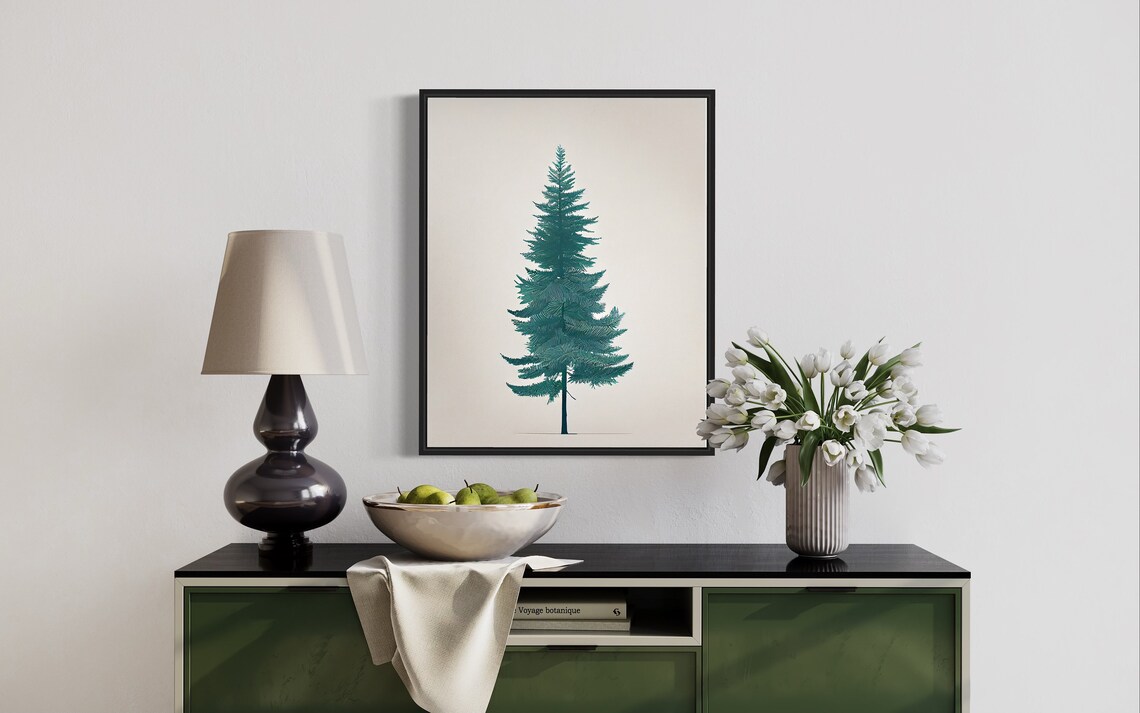 Blue Spruce Tree Minimalist Poster - Image 2