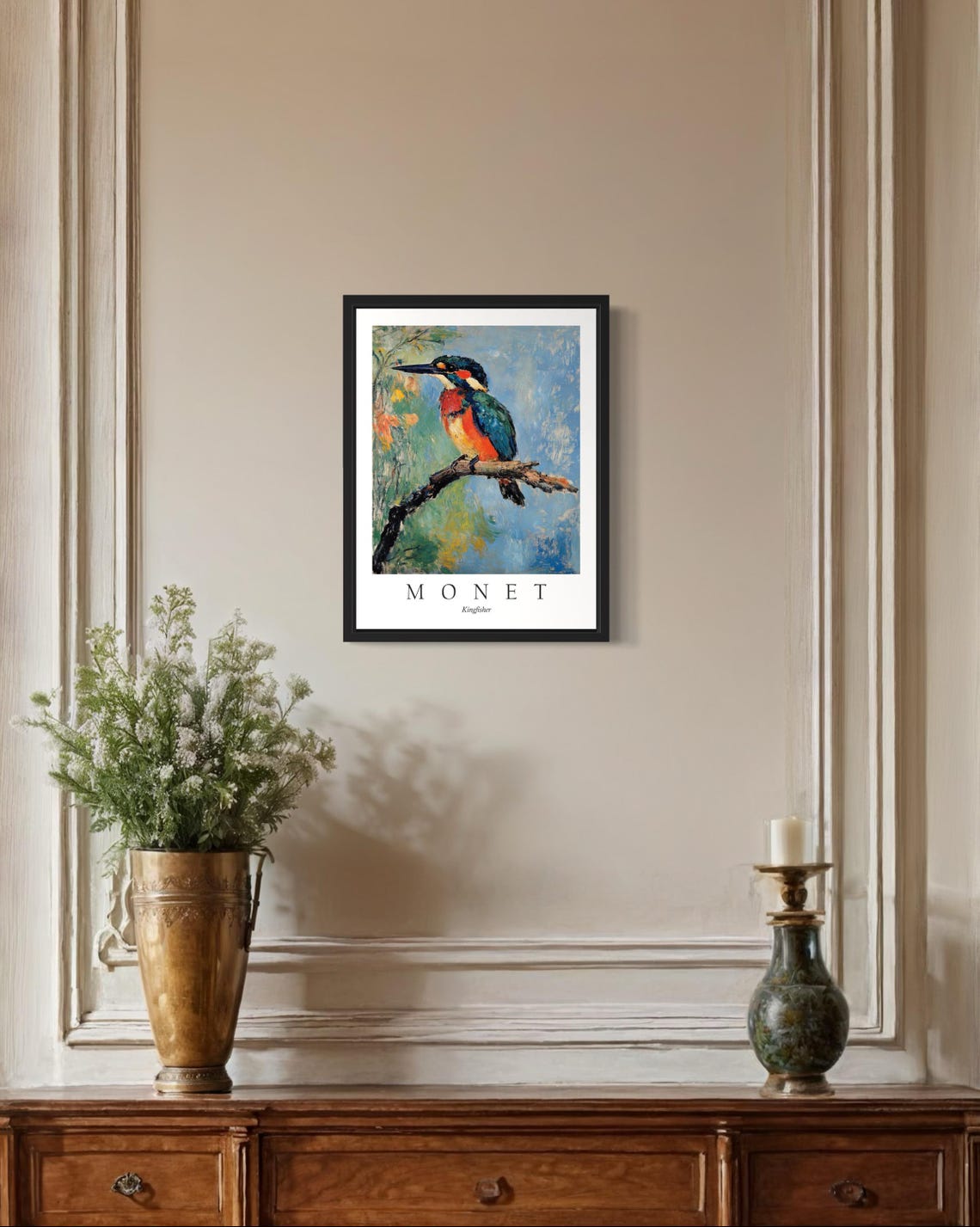 Kingfisher Bird, Monet Art Print - Image 2