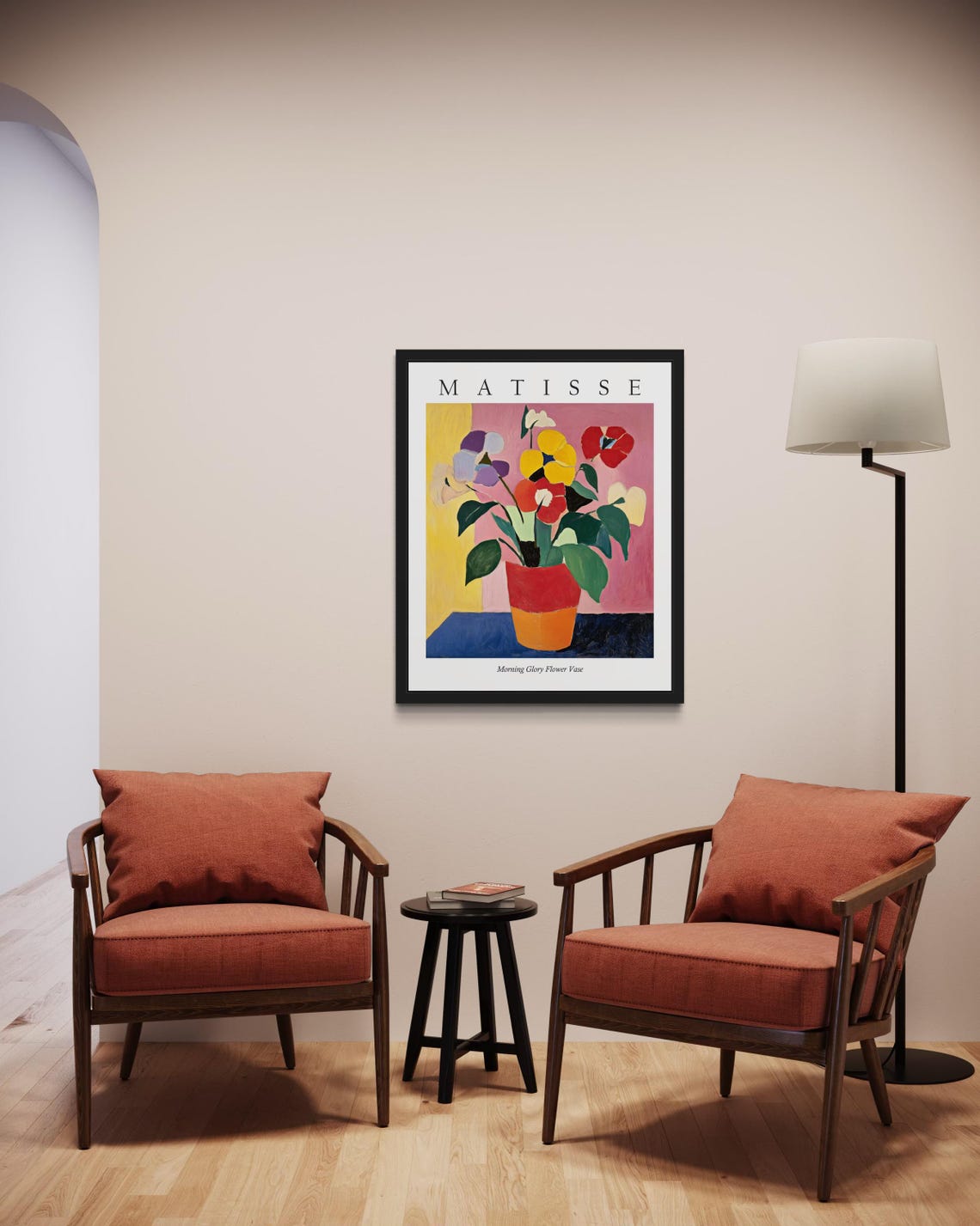 Morning Glory Flower Vase on Blue Table Matisse Style Art Poster - Image 2