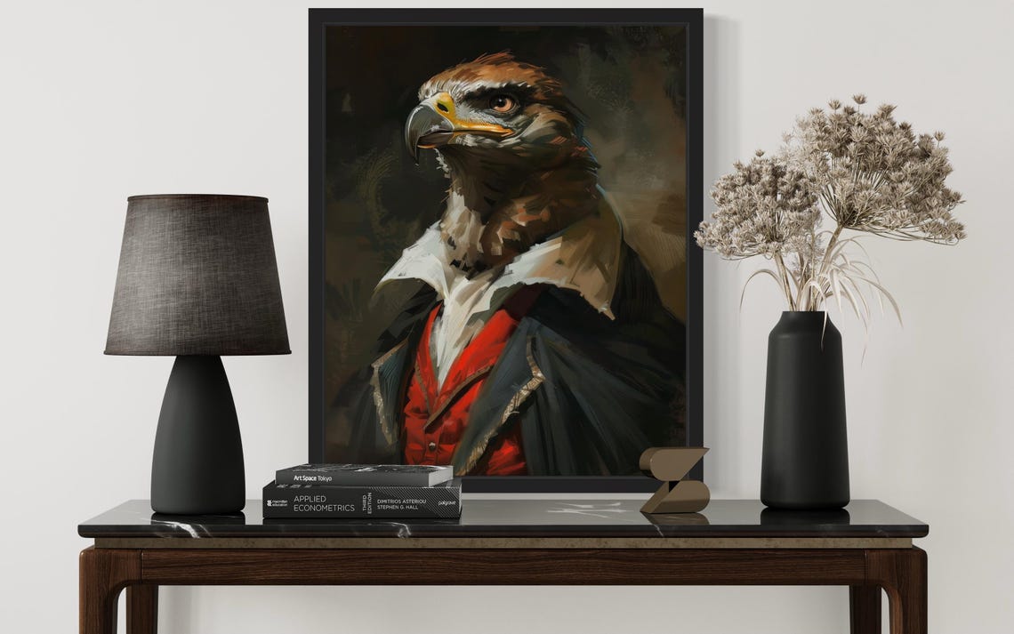 Fierce Hawk With Hooked Beak Vampire Aristocrat Gothic Portrait Poster - Image 2