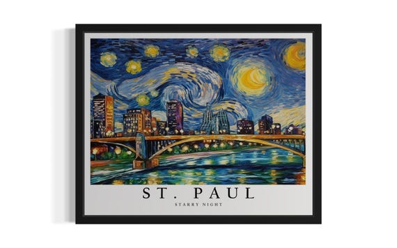 St Paul Minnesota Starry Night Art Print Wall Art Poster Original Paint Artwork Artwork Decor