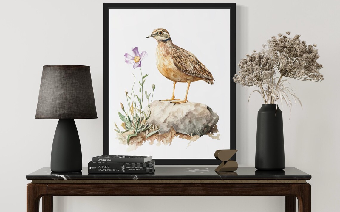 Eurasian Woodcock Watercolor Game Bird Standing on a Rock Art Print - Image 3