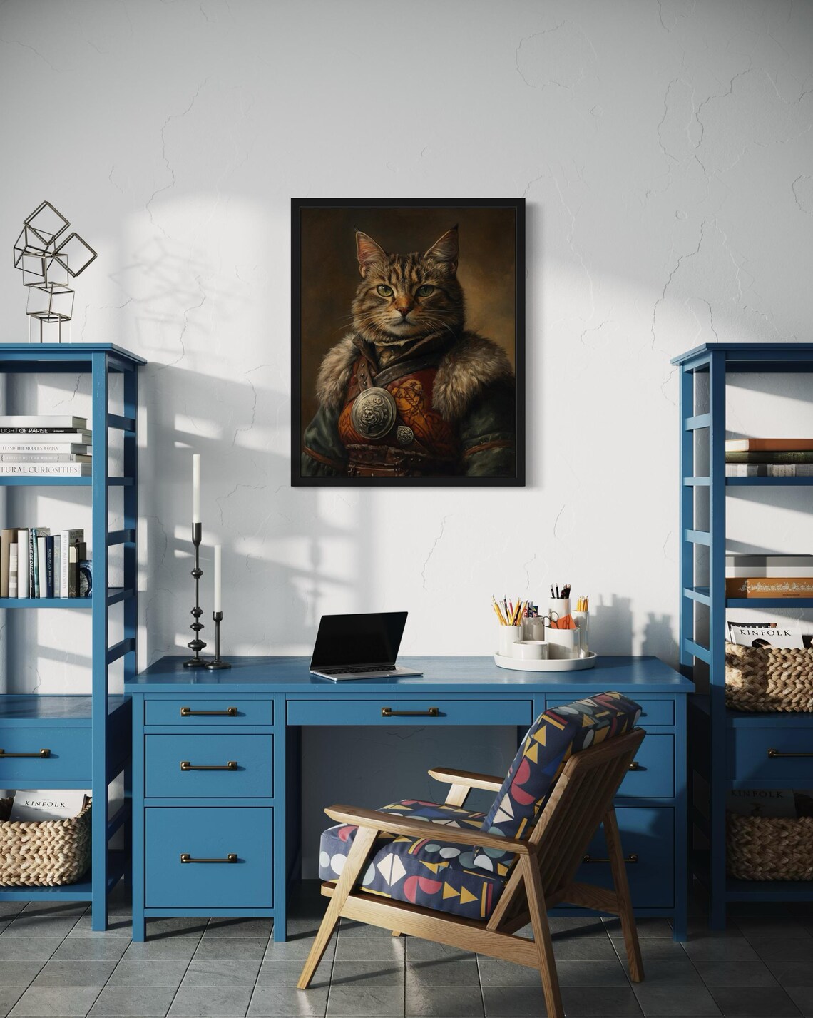 Tabby Cat Viking Warrior In Fur Armor Portrait Oil Painting Poster - Image 4