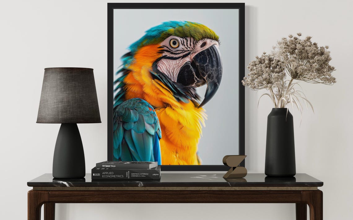 Blue-and-Yellow Macaw Head Profile Vibrant Color Photo Poster - Image 2