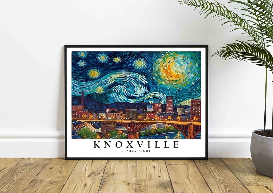 Knoxville Tennessee Starry Night Art Print Van Gogh Knoxville Poster Wall Art Original Knoxville Painting Decor - Image 4