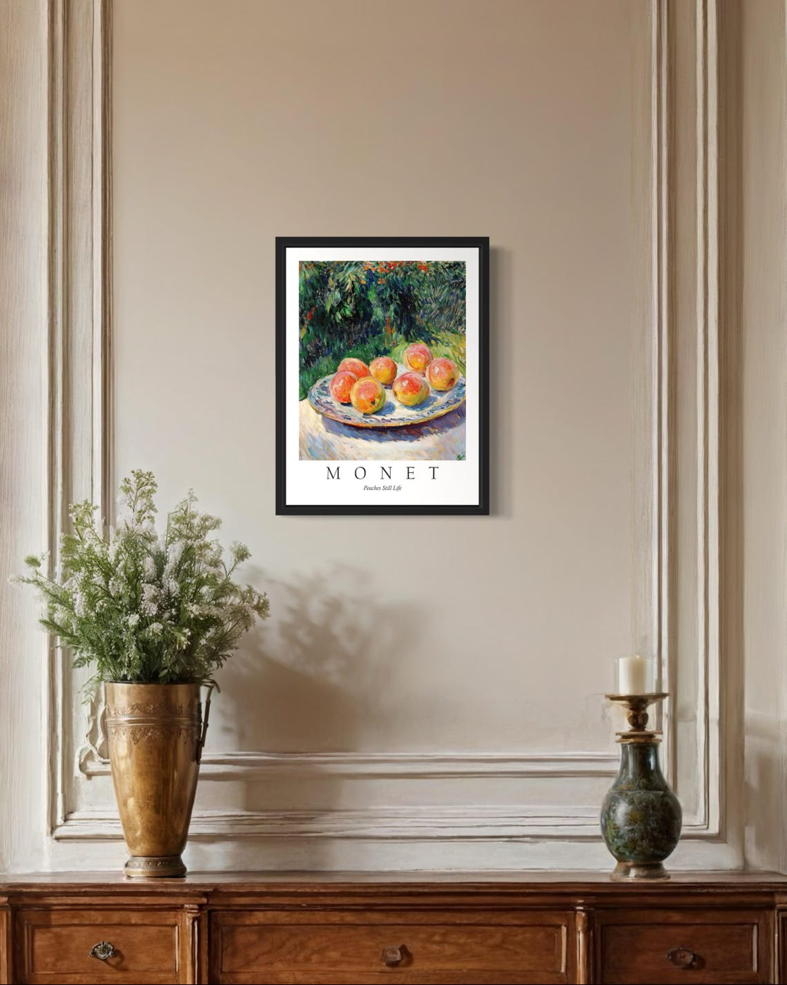 Sunlit Peaches on a Plate Monet Style Still Life Fruit Poster - Image 2