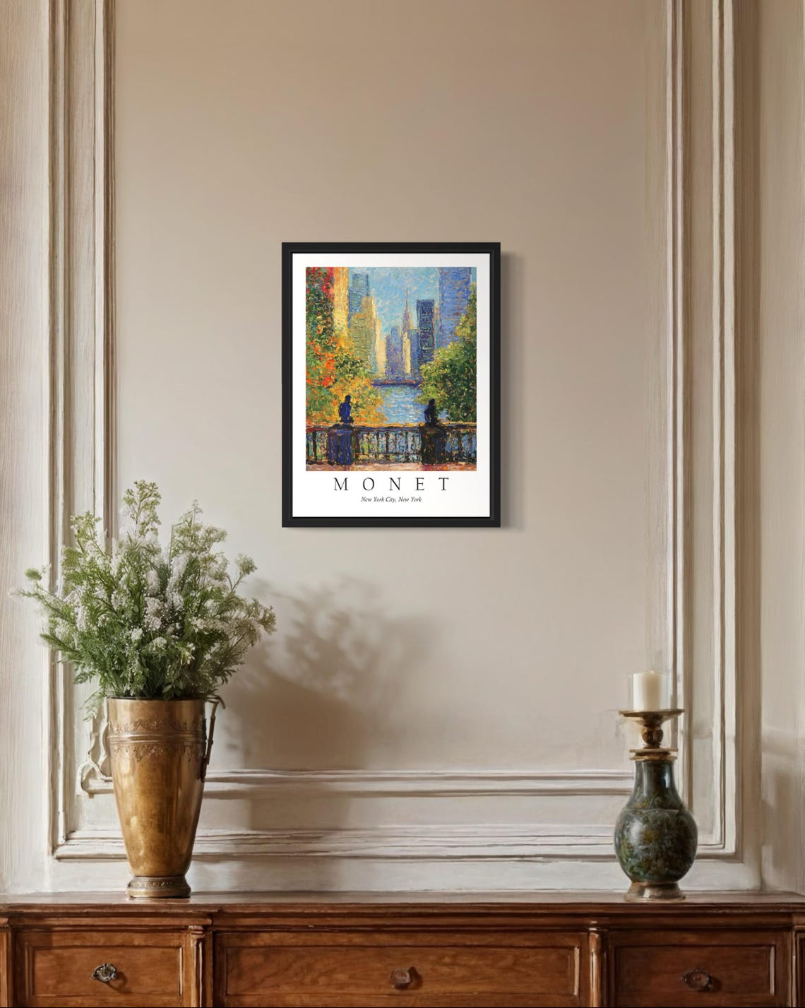 New York City Skyline From Central Park Monet Style Urban Poster - Image 2