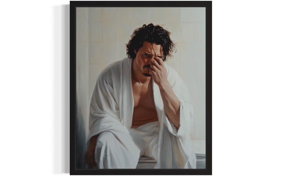 Male Hold Nose Bathroom Wall Art