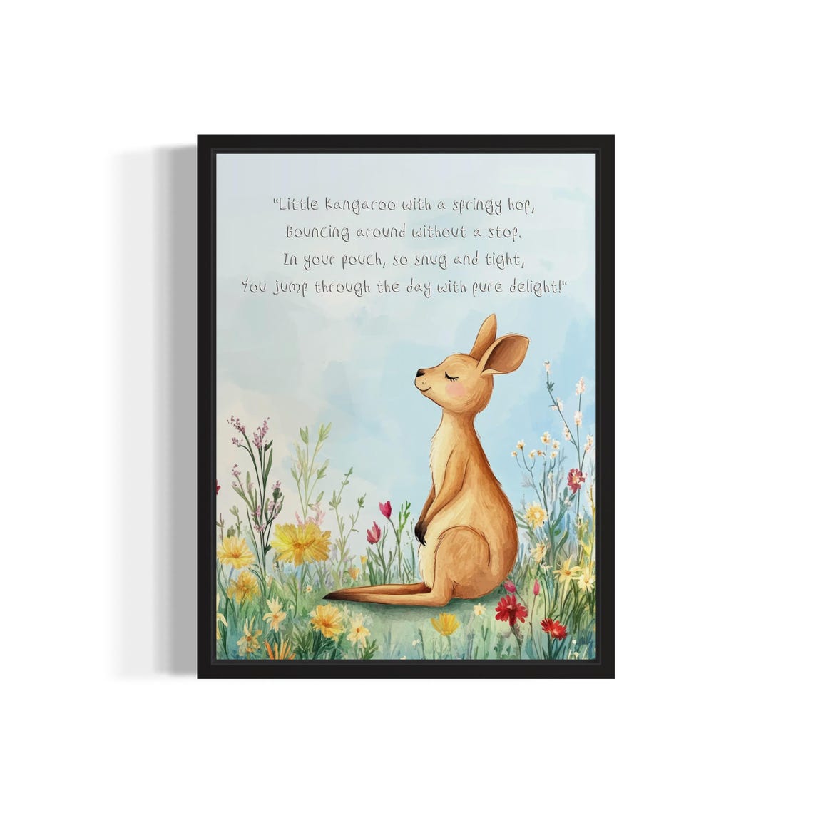 Sweet Baby Kangaroo with Its Own Hoppy Poem Nursery Wall Poster