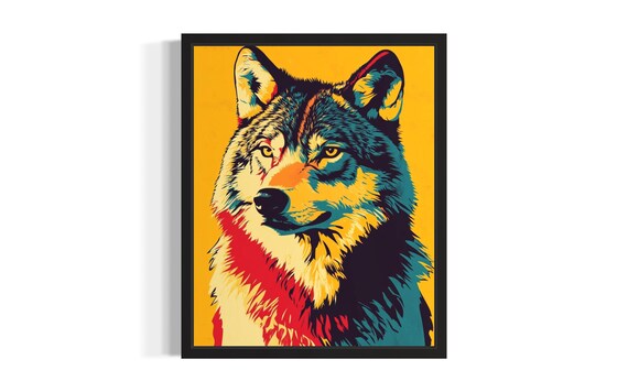 Wolf Pop Art Poster Print Living Room Wall Original Paint Artwork Decor