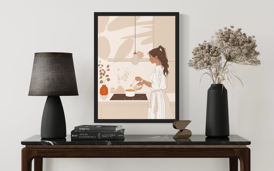 Female Cooking Boho Art Print - Image 3