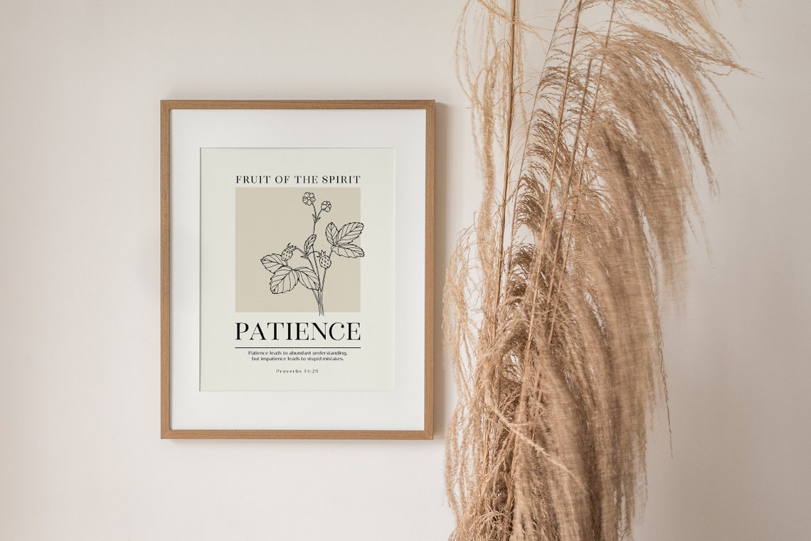 Fruit of the Spirit Patience Proverbs 14:29 Scripture Poster - Image 2