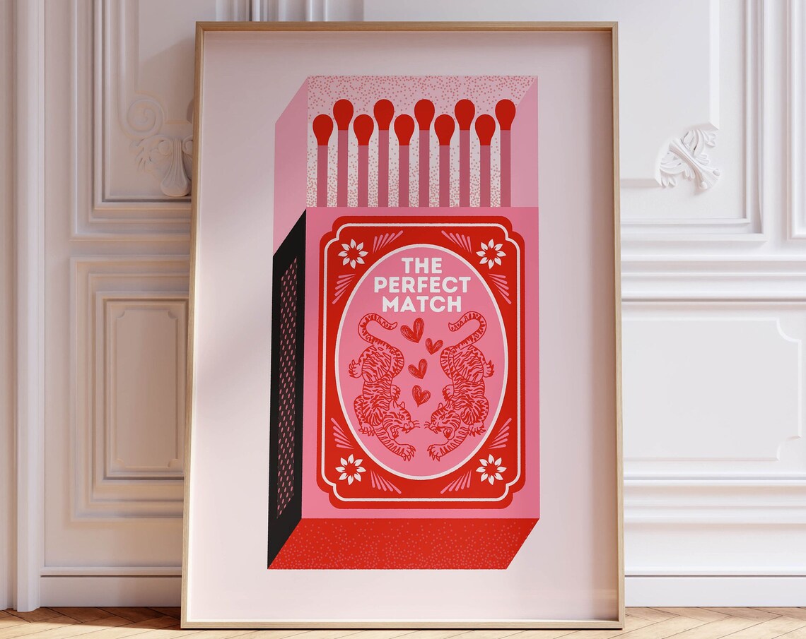 Perfect Match Art Print, Funky Bedroom Decor