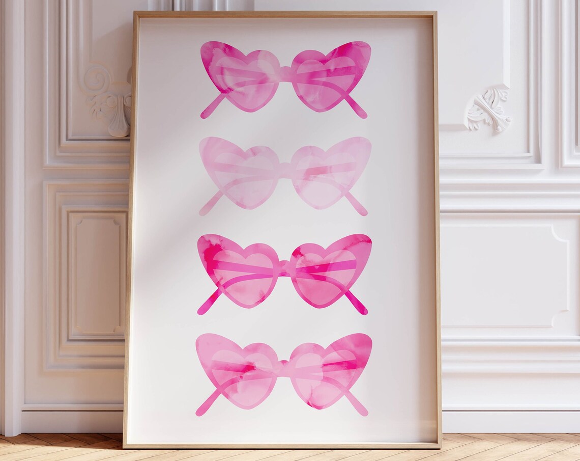 Heart Sunglasses Preppy Art Print, Dorm Room Decor