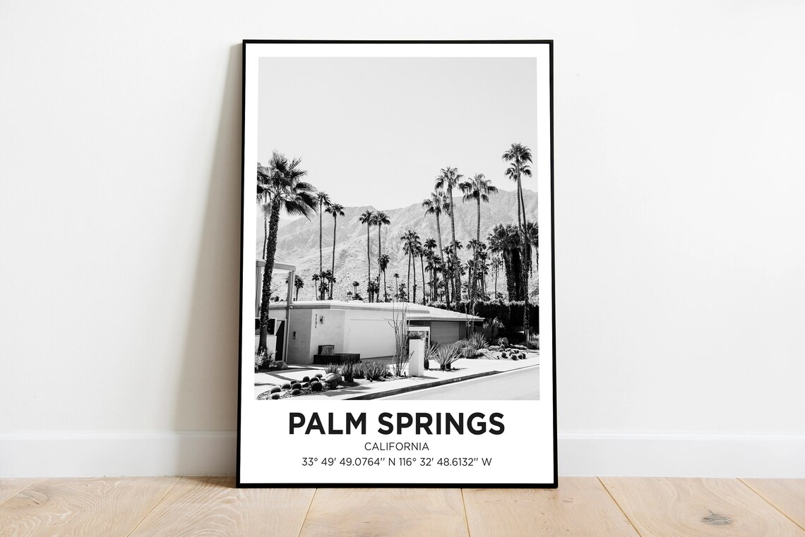 Palm Springs California Black and White Palm Trees Photo Poster