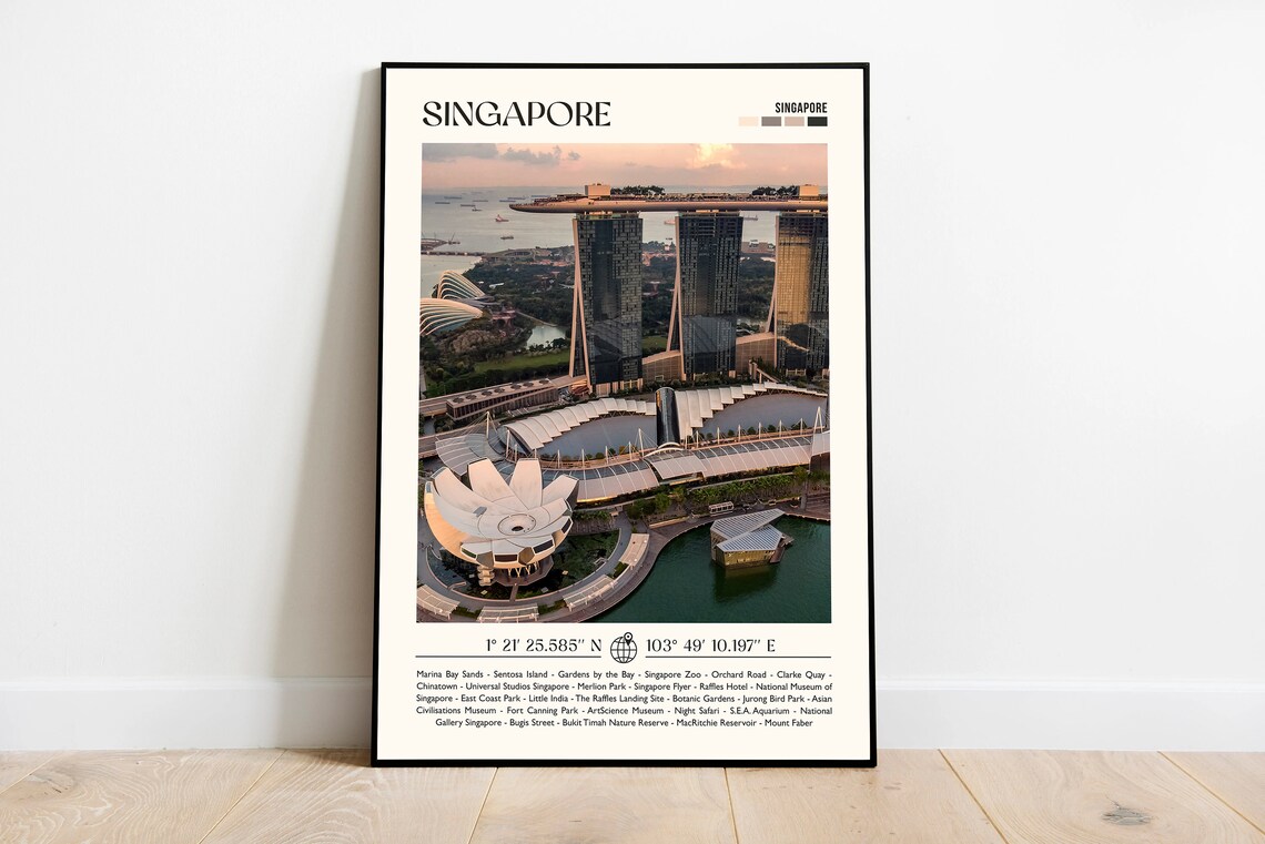 Singapore Marina Bay Sands Aerial Photography City Skyline Poster