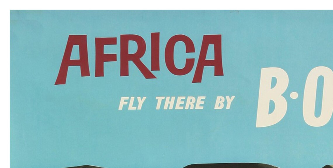 Africa Fly There by BOAC Vintage Airline Elephant Safari Travel Poster - Image 2