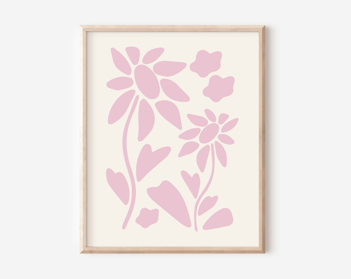 Pink Pastel Abstract Botanical Flowers Poster