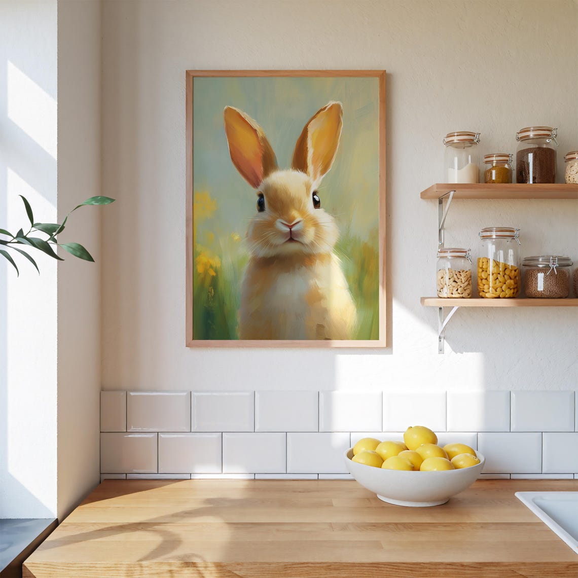 Close Up Portrait Of A Bunny Against A Soft Pastel Background Poster - Image 3