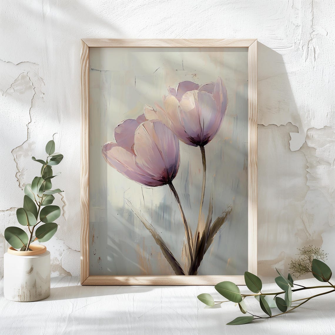 Vintage Tulips Flowers Oil Painting Flower Wall Art Tulips Art Flower Decor Botanical Print Still Life Floral Oil Painting - Image 4