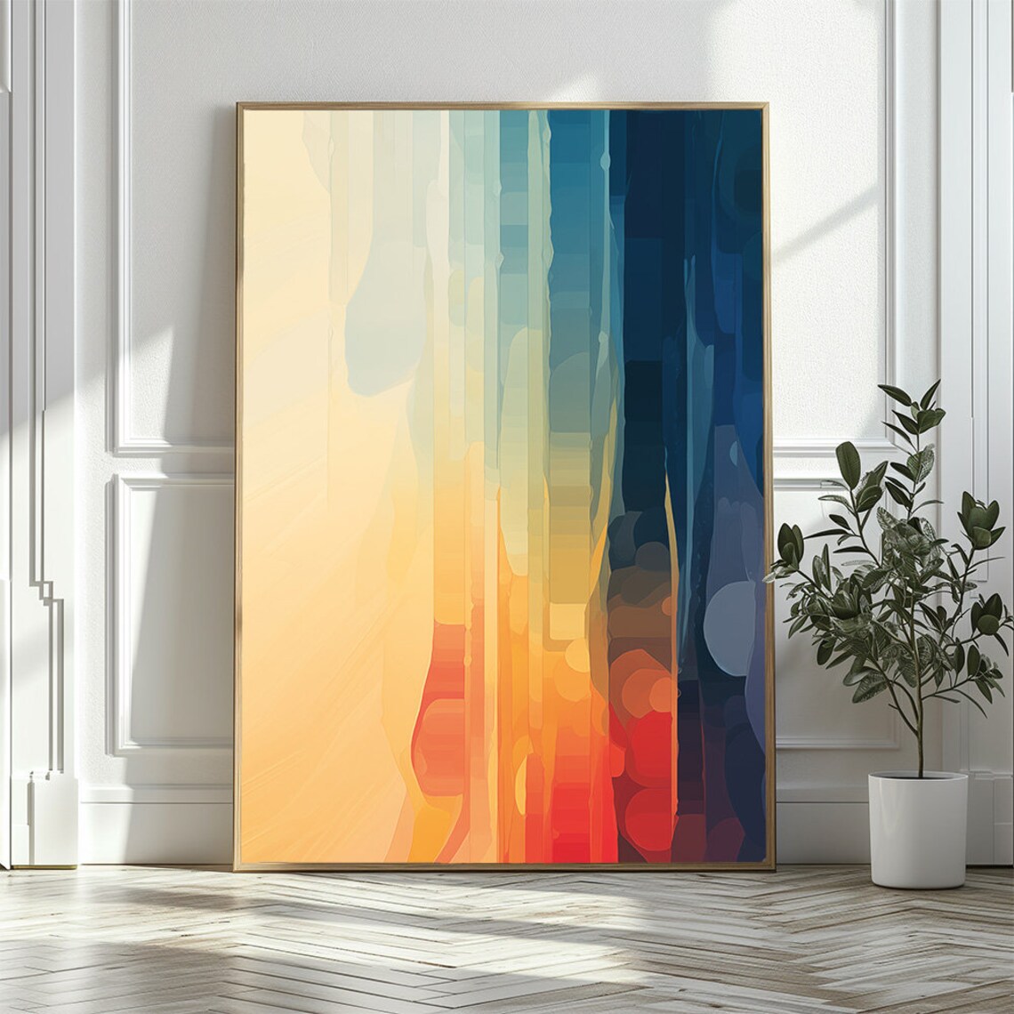 Abstract Layered Sunset Wide Horizon Colorful Modern Wall Print - Image 2