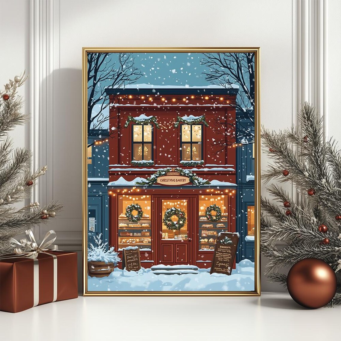 Christmas Bakery Illustration Poster, Cozy Winter Shop - Image 2