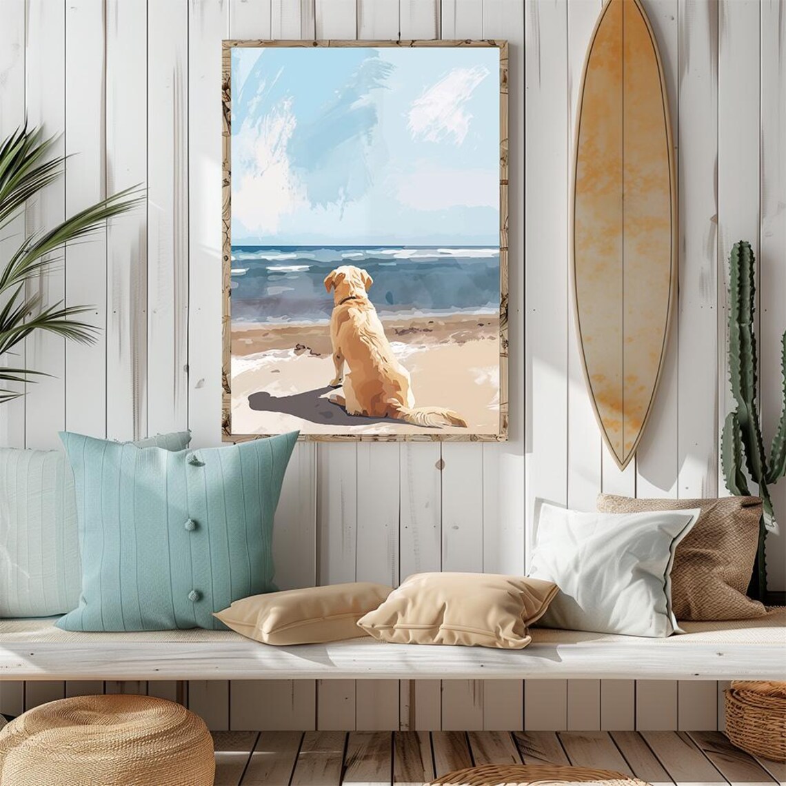Labrador Dog at Beach Coastal Poster Print - Image 3