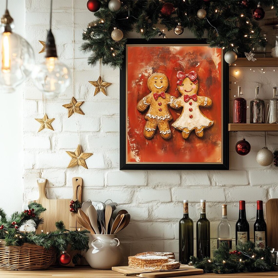 Gingerbread Couple Man And Woman Sweet Christmas Holiday Wall Art - Image 3