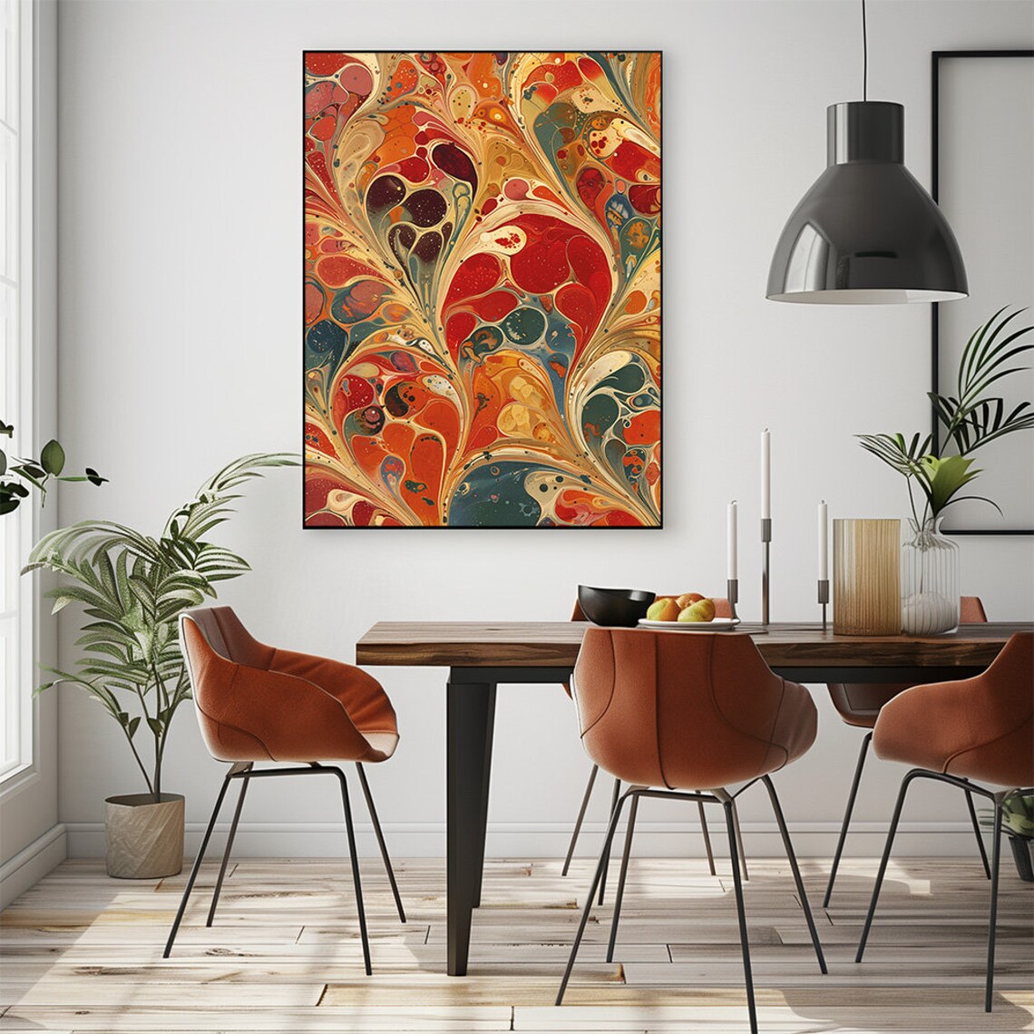 Colorful Abstract Marbling Floral Swirls Vibrant Modern Art Print - Image 2