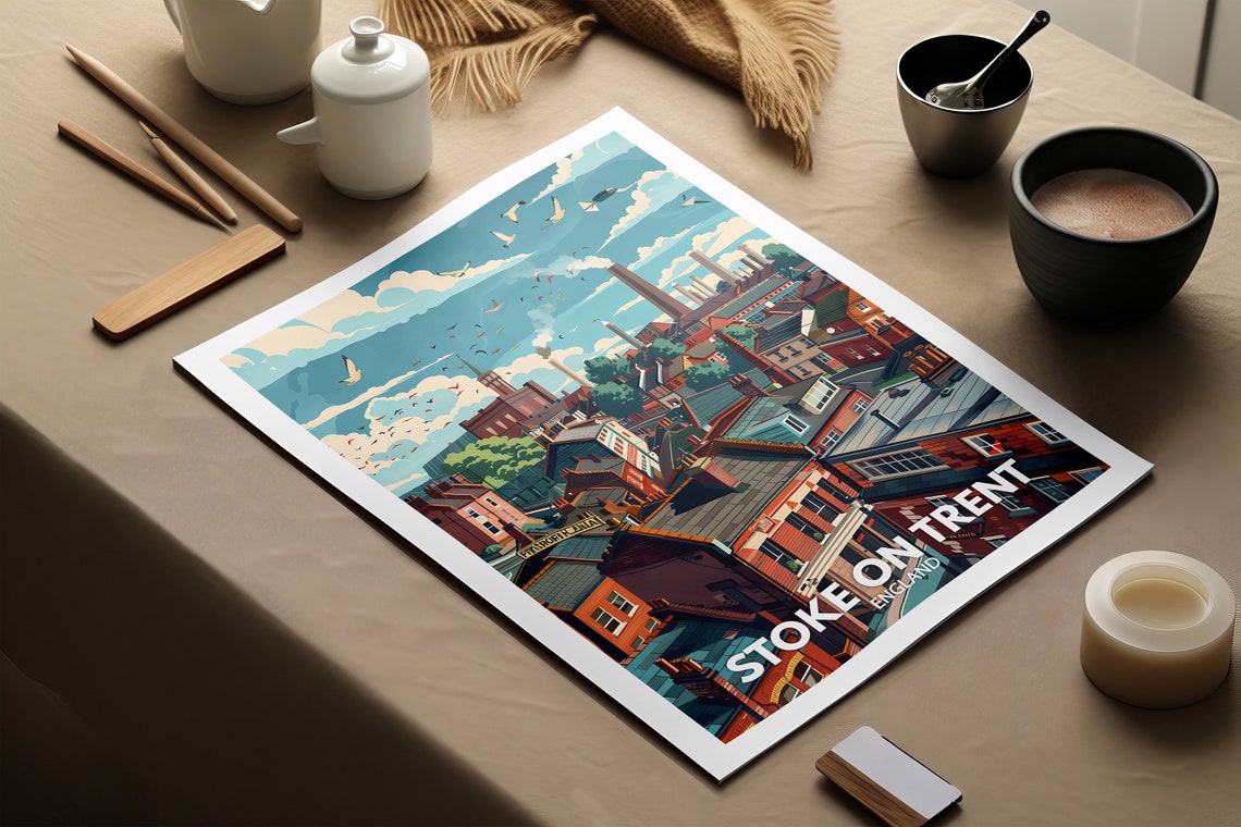 Stoke On Trent Art Print Stoke On Trent City Poster Uk Wall Art England Art Decor British Travel Poster United Kingdom Print - Image 2