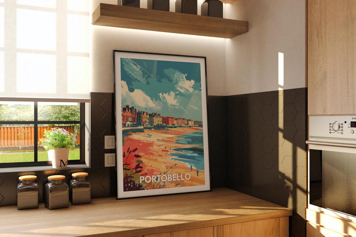Portobello Beach Print Portobello Beach Poster Portobello Travel Poster Portobello Wall Art United Kingdom Beach Art Uk Natural Prints - Image 3