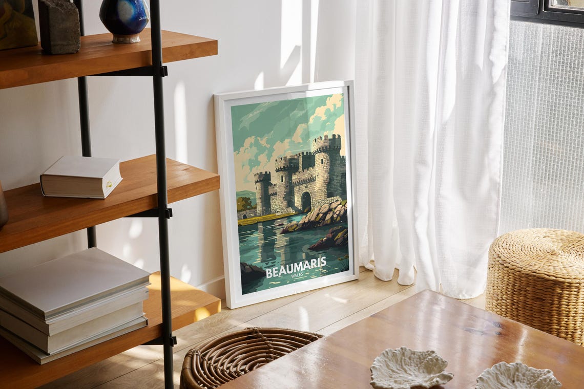 Beaumaris Print Beaumaris Poster Uk Wall Art Wales Wall Art Decor Uk Travel Poster United Kingdom Print Wales City Art - Image 2