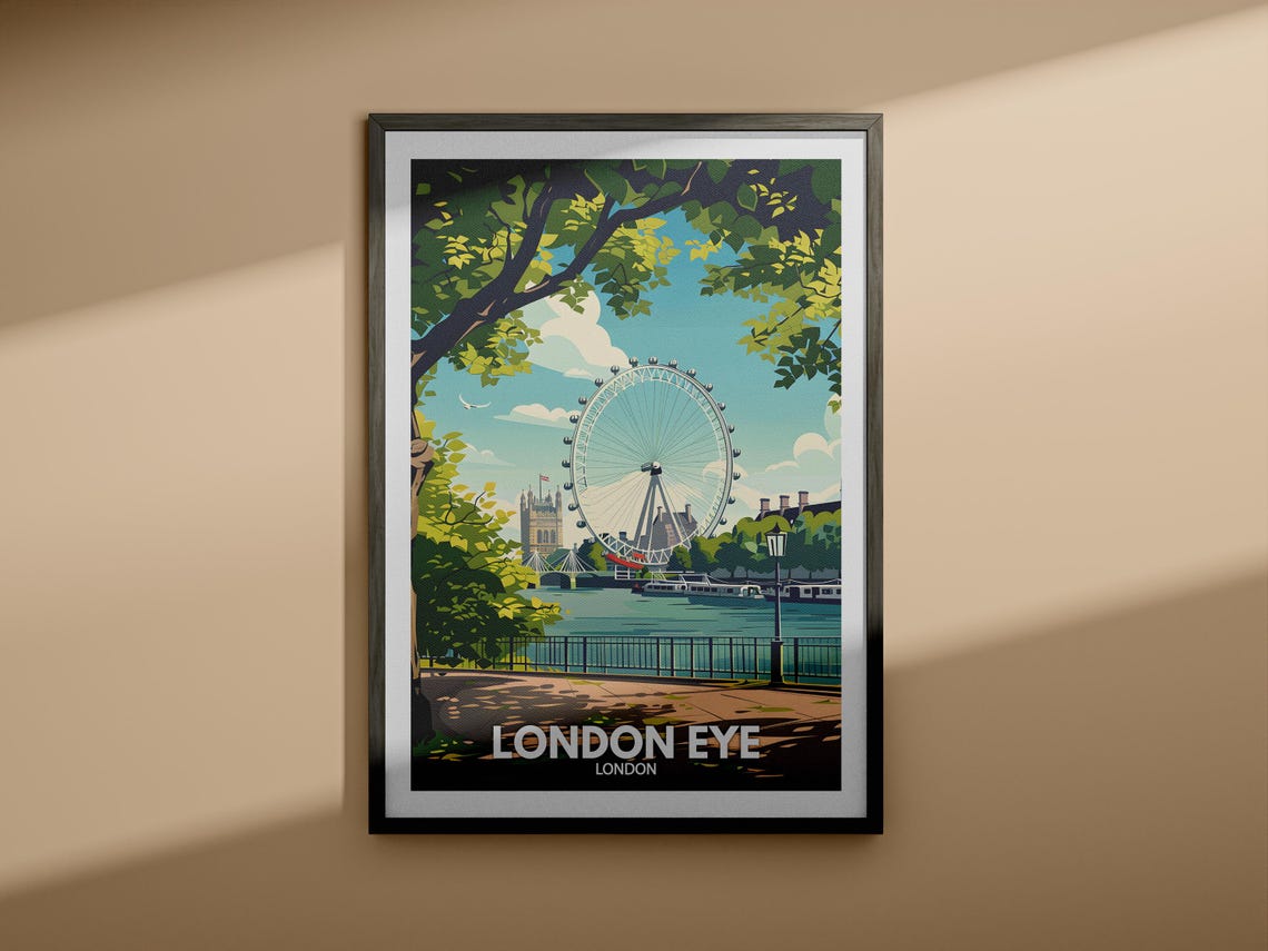 London Eye London Thames Riverside Wheel Landmark Travel Poster - Image 4