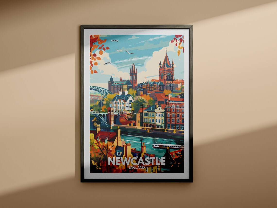 Newcastle Autumn Quayside Bridges River Tyne City Skyline Poster - Image 4