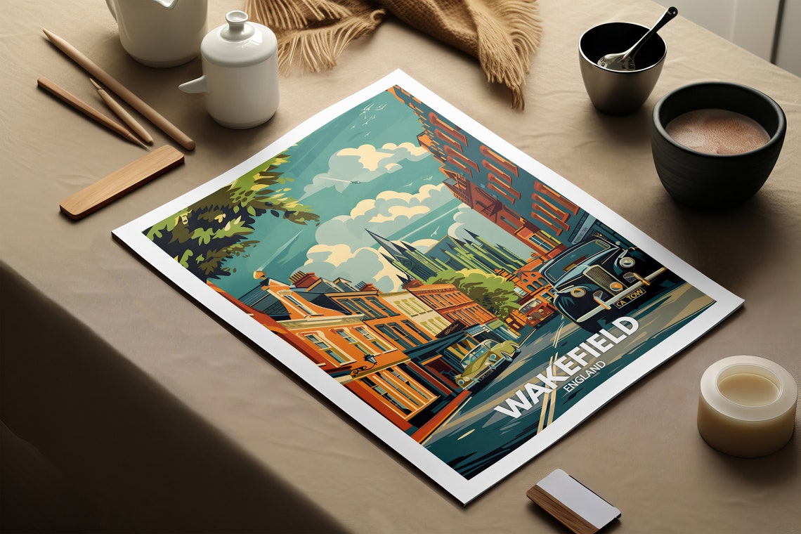 Wakefield Art Print Wakefield City Poster Uk Wall Art England Wall Decor British Travel Poster United Kingdom Print England City Art - Image 2