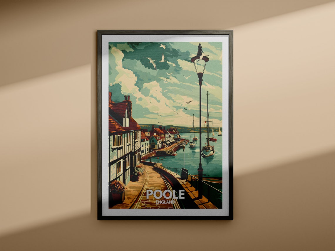 Poole Art Print Poole City Poster Uk Wall Art England Decor British Travel Poster United Kingdom Print England City Art - Image 4